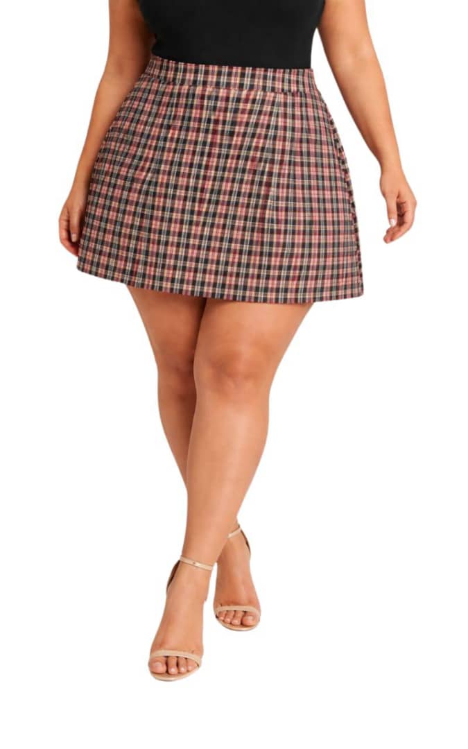 Burgundy Riley Plaid Pleated Mini Skirt
