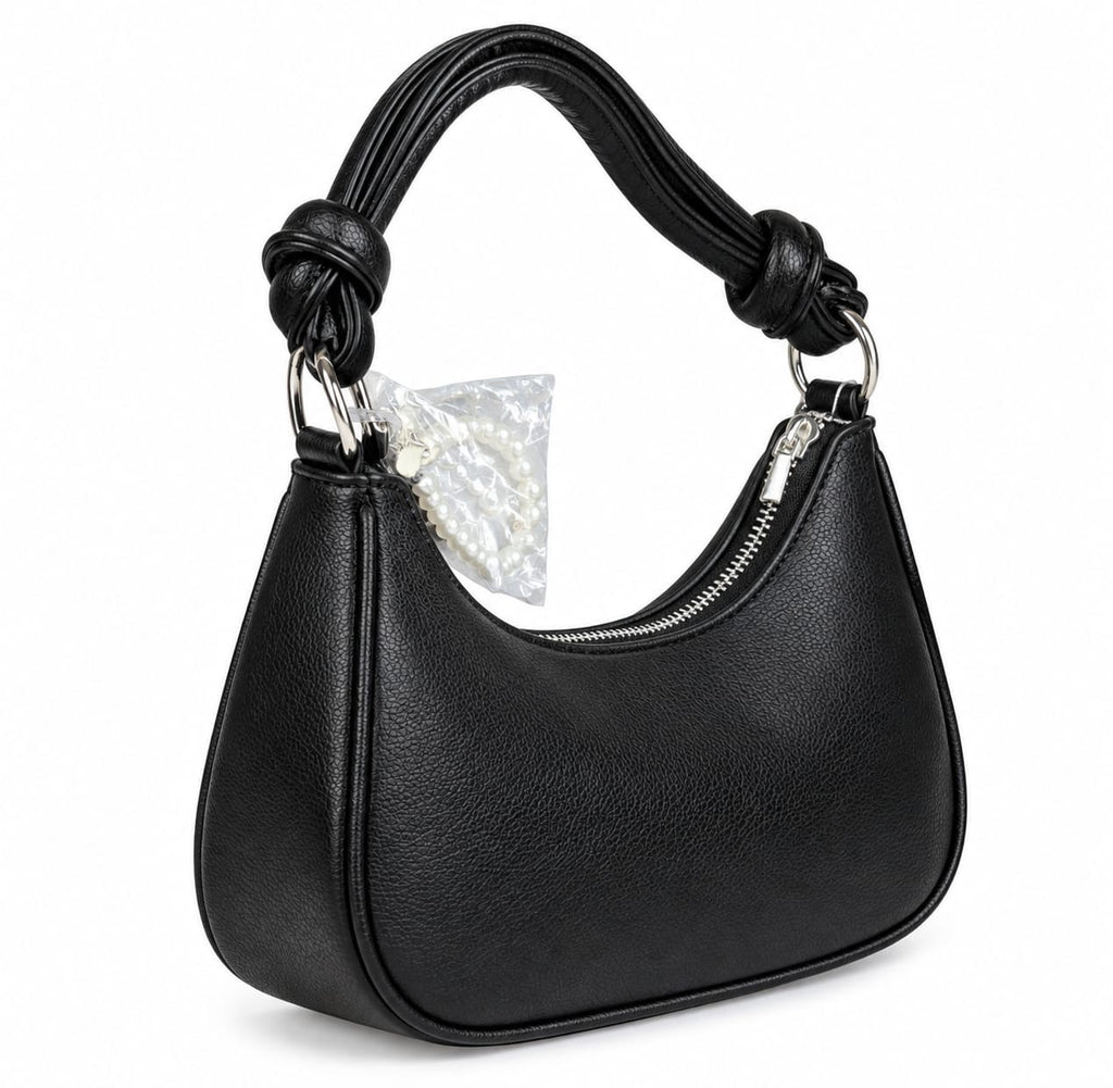 Black Mavis Knotted Handle Shoulder Bag