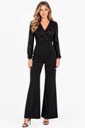 Black Harper Sequin Flare Jumpsuit