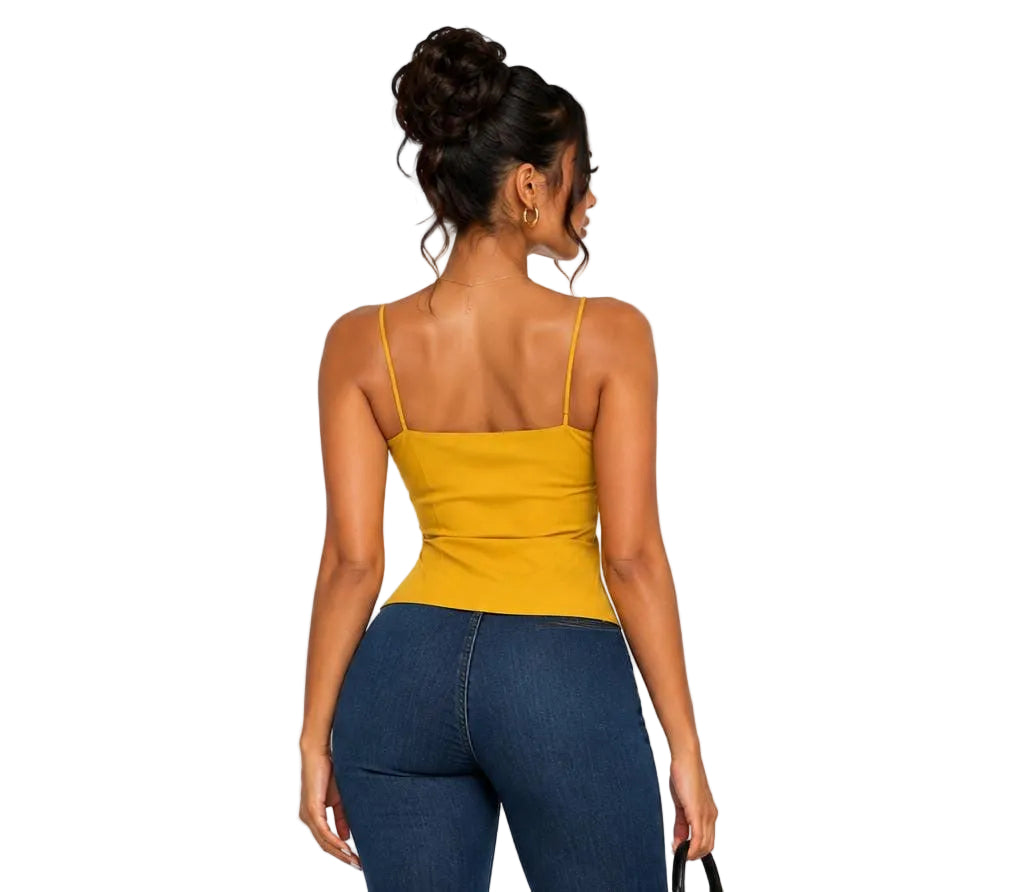 Mustard Parker Square Neck Crop Top