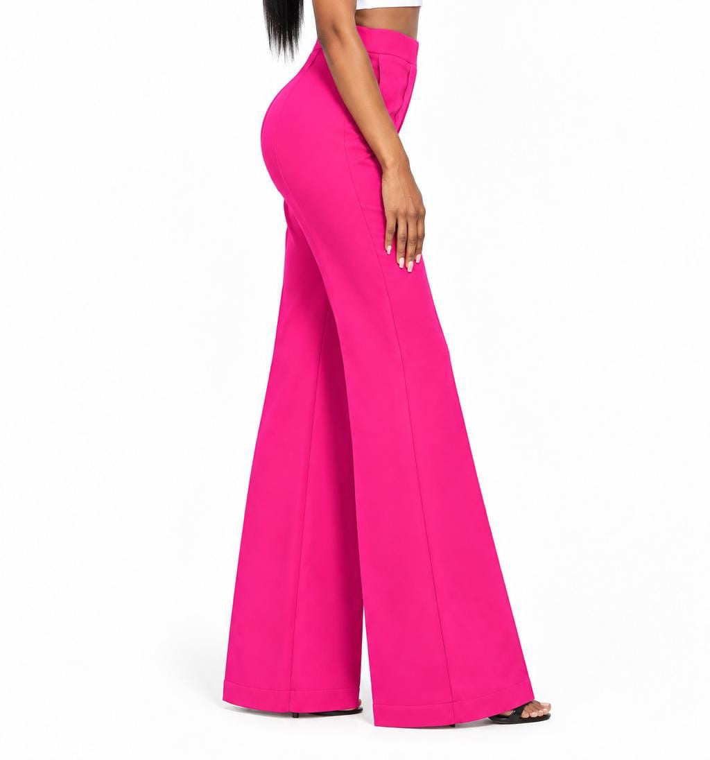 Hot Pink Aubrey High-Waisted Flare Pants