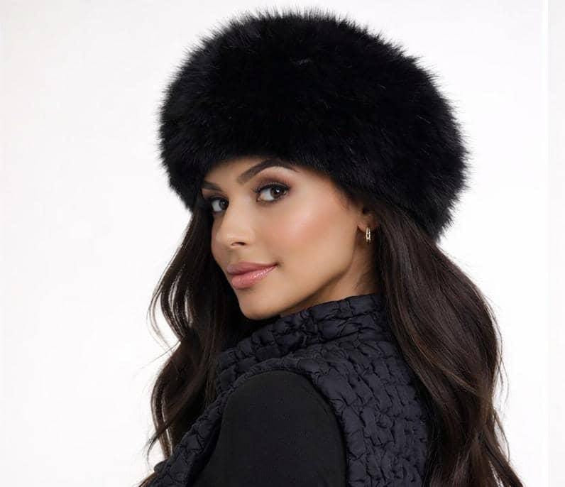 Black Faux Fur Ava Hat