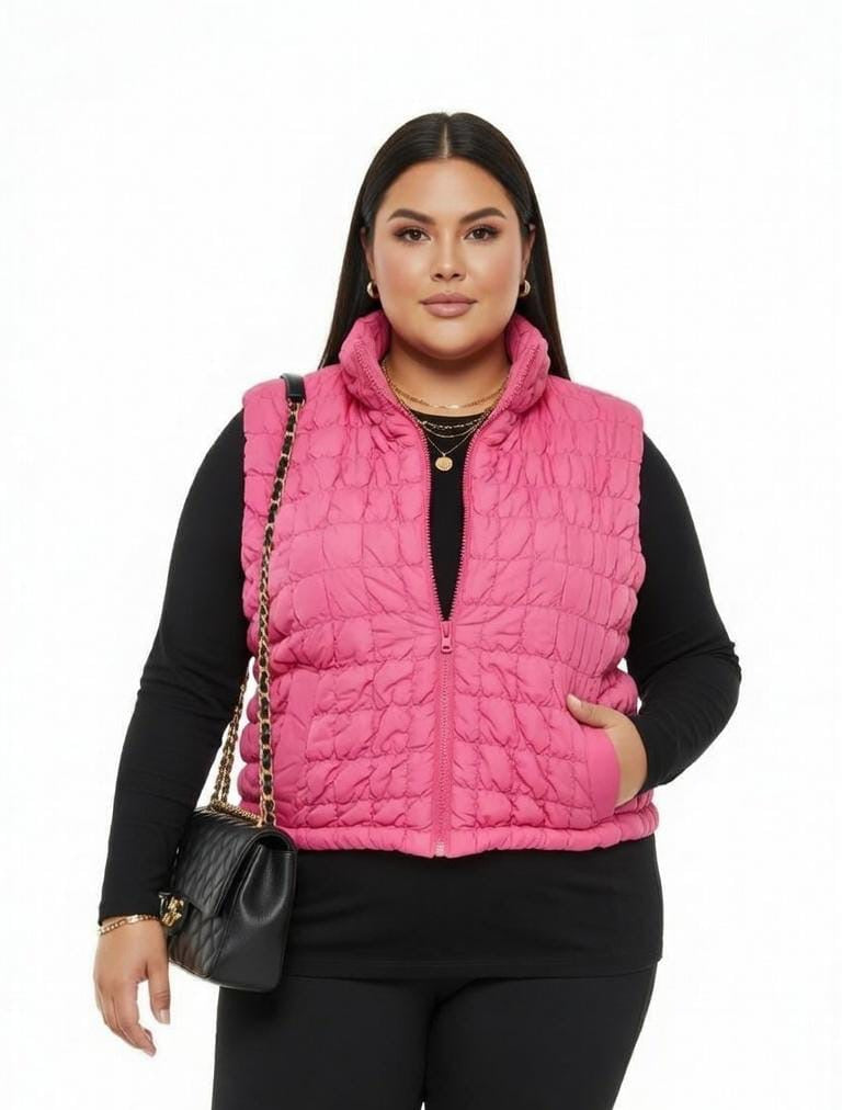 Ashley Pink Plus Size Puffer Vest