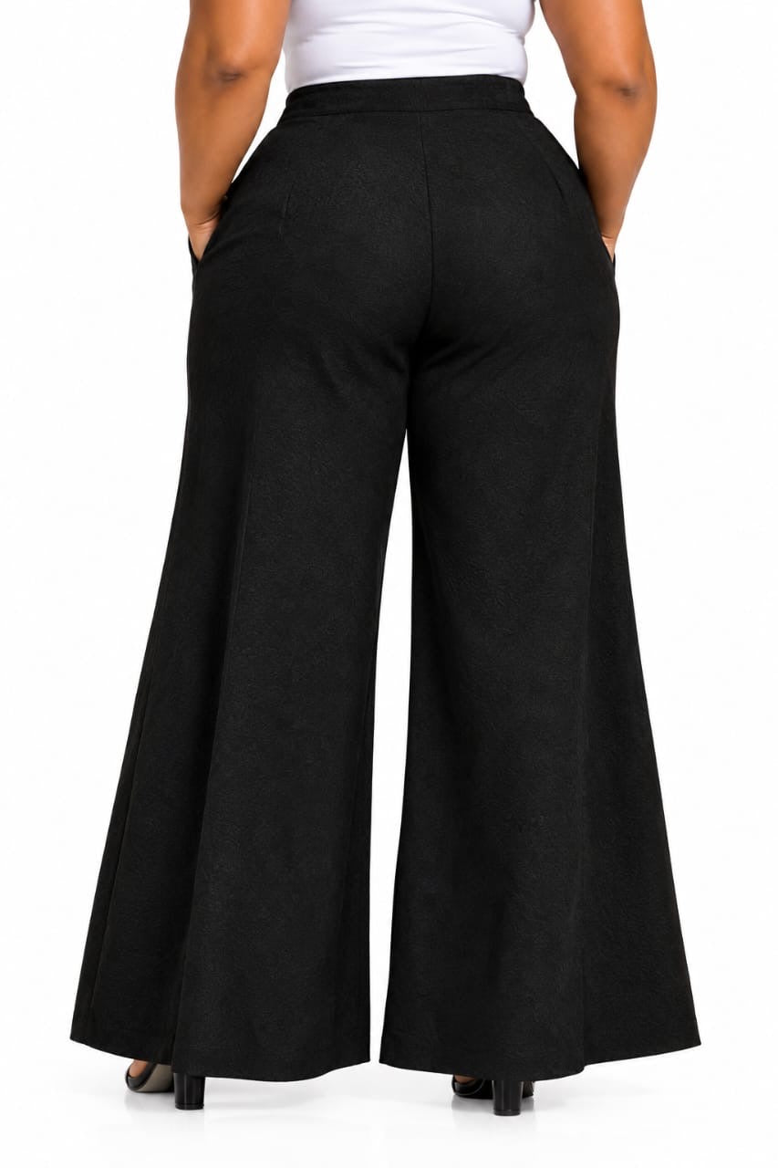 Black Lana Pleated Wide-Leg Pants