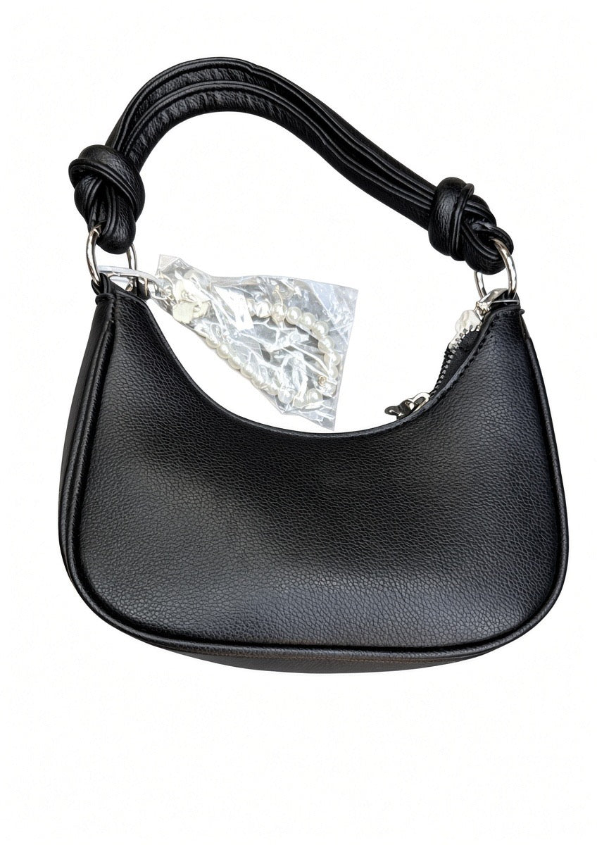 Black Mavis Knotted Handle Shoulder Bag