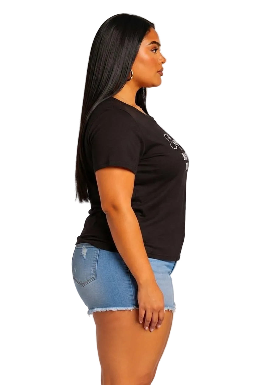 Black Tequila Made Me Do It Graphic Plus Size T-Shirt