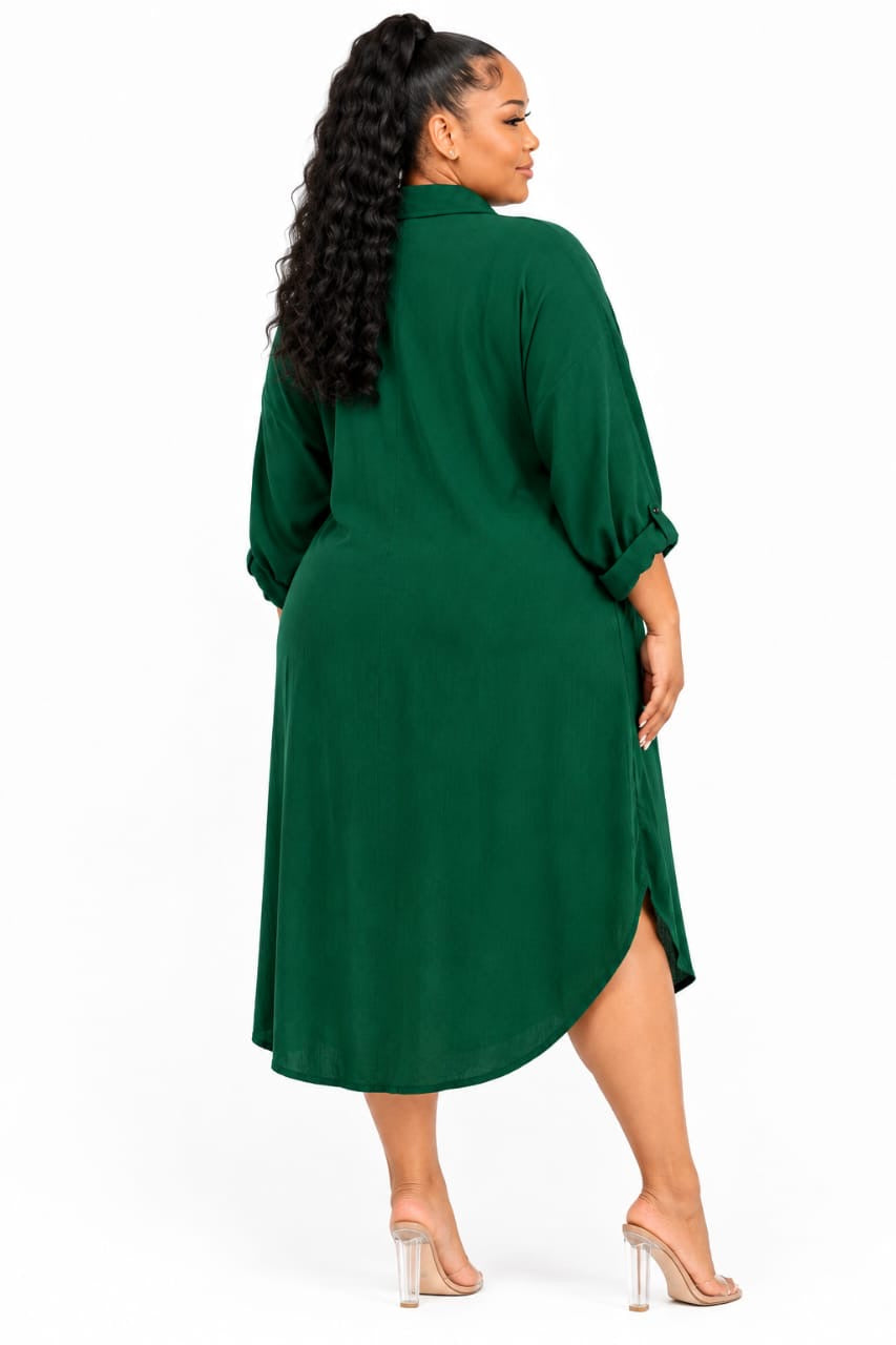 Green Sloane Oversized Shirt Dress