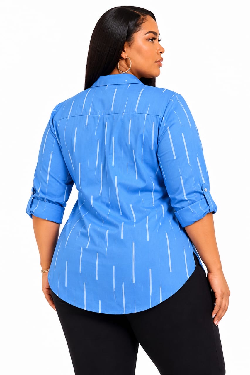 Blue Aspen Plus Size Printed Button-Up Shirt