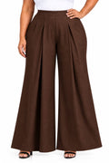 Brown Lana Pleated Wide-Leg Pants