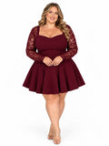 Burgundy Giselle Plus Size Mini Dress