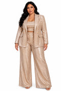 Champagne Paige 3pc Sequin Blazer &amp; Pants Set
