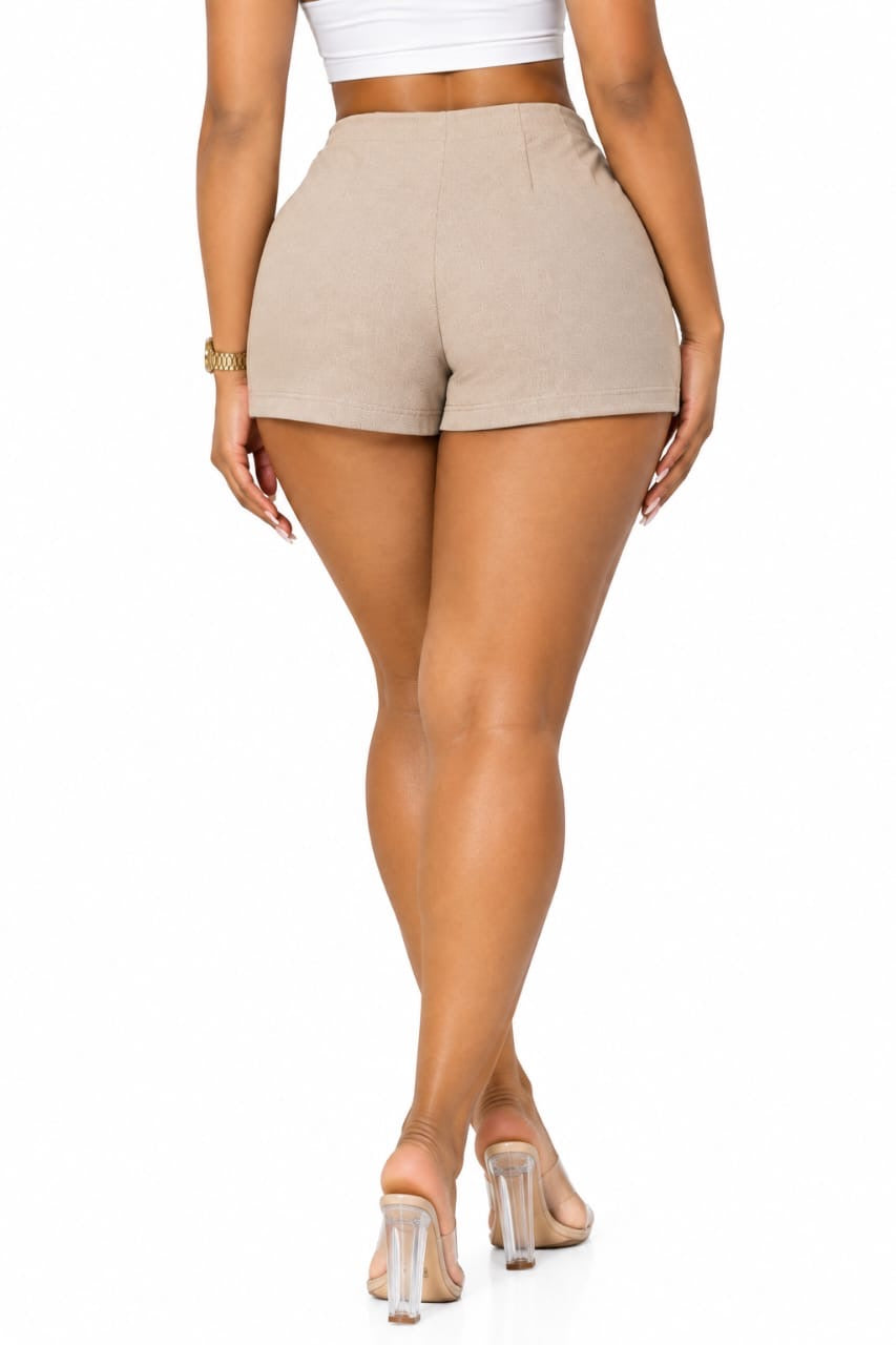 Beige Reese High-Waisted Tailored Shorts