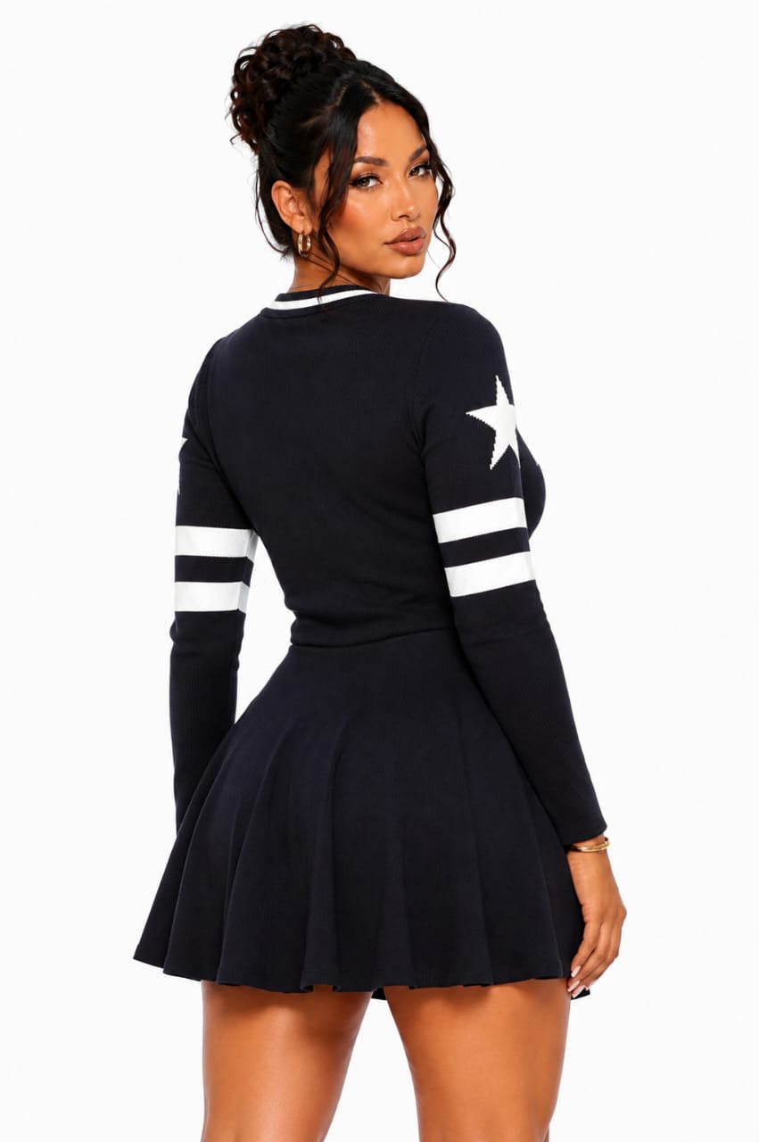 Black Nora Fierce Varsity Mini Dress