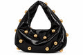 Black Gigi Gold Stud Hobo Bag