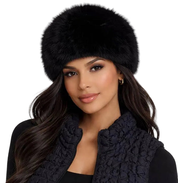 Black Faux Fur Ava Hat