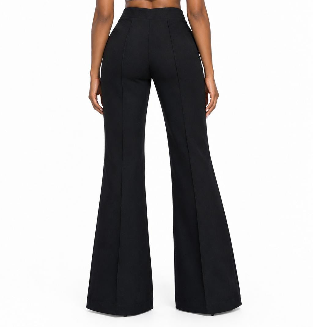 Black Aubrey High-Waisted Flare Pants