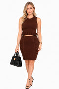 Brown Brooke Bandage Crop Top & Mini Skirt 2 Piece Set