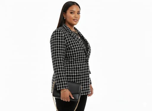 Black White Check Lila Plus Size Blazer