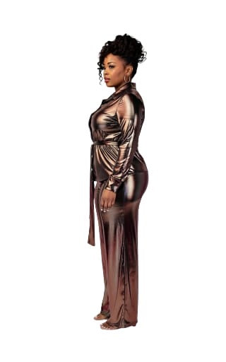 Bronze Metallic Charlotte Plus Size 2 PC Set