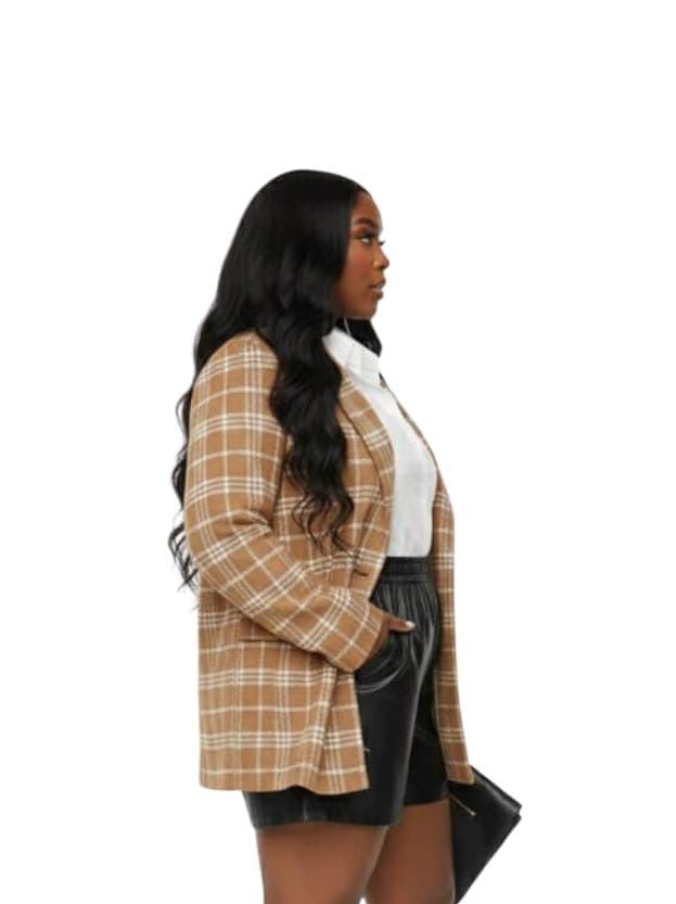 Tan Check Lila Plus Size Blazer