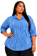 Blue Aspen Plus Size Printed Button-Up Shirt