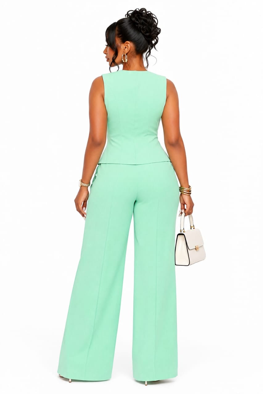 Mint Paige Vest &amp; Wide-Leg Pants Set