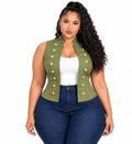 Olive Nina Military Button Vest