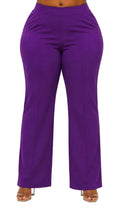 Purple Ava Plus Size High-Waist Flare Pants