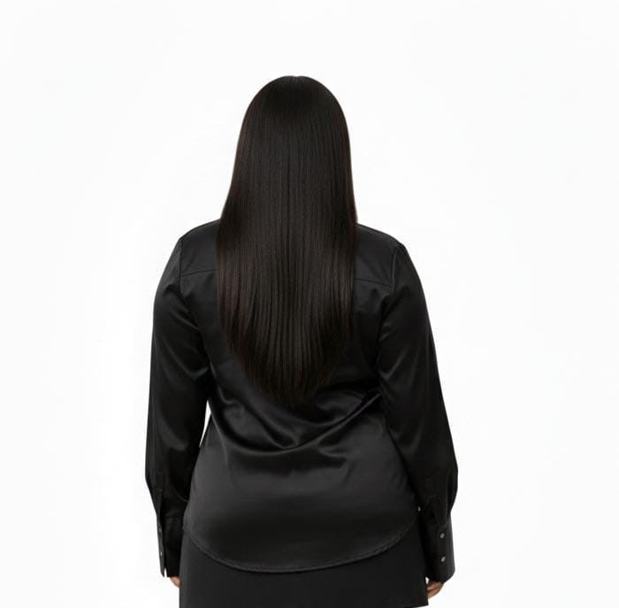Black Naomi Long Sleeve Satin Shirt