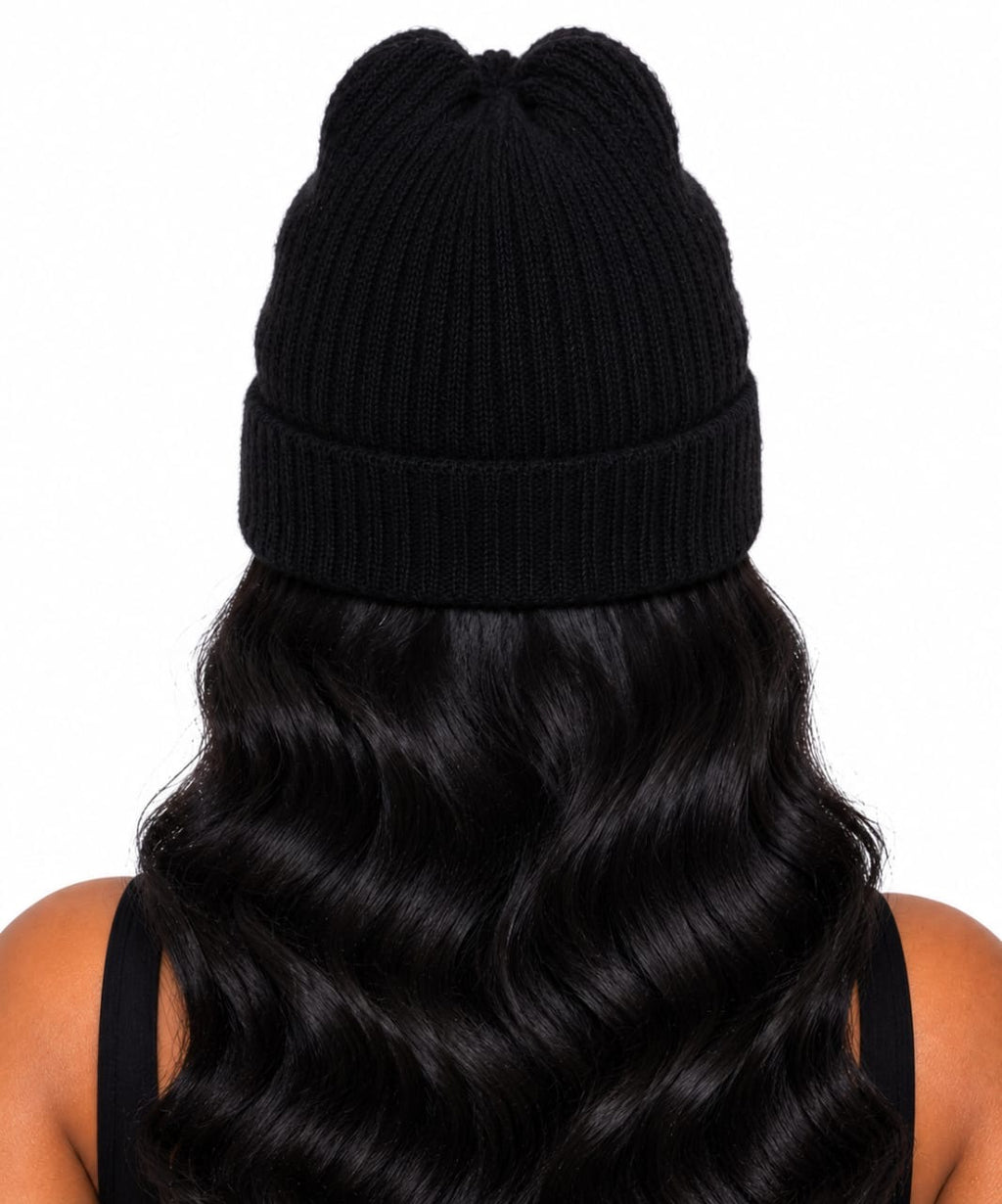 Black Annalise Rhinestone LA Beanie