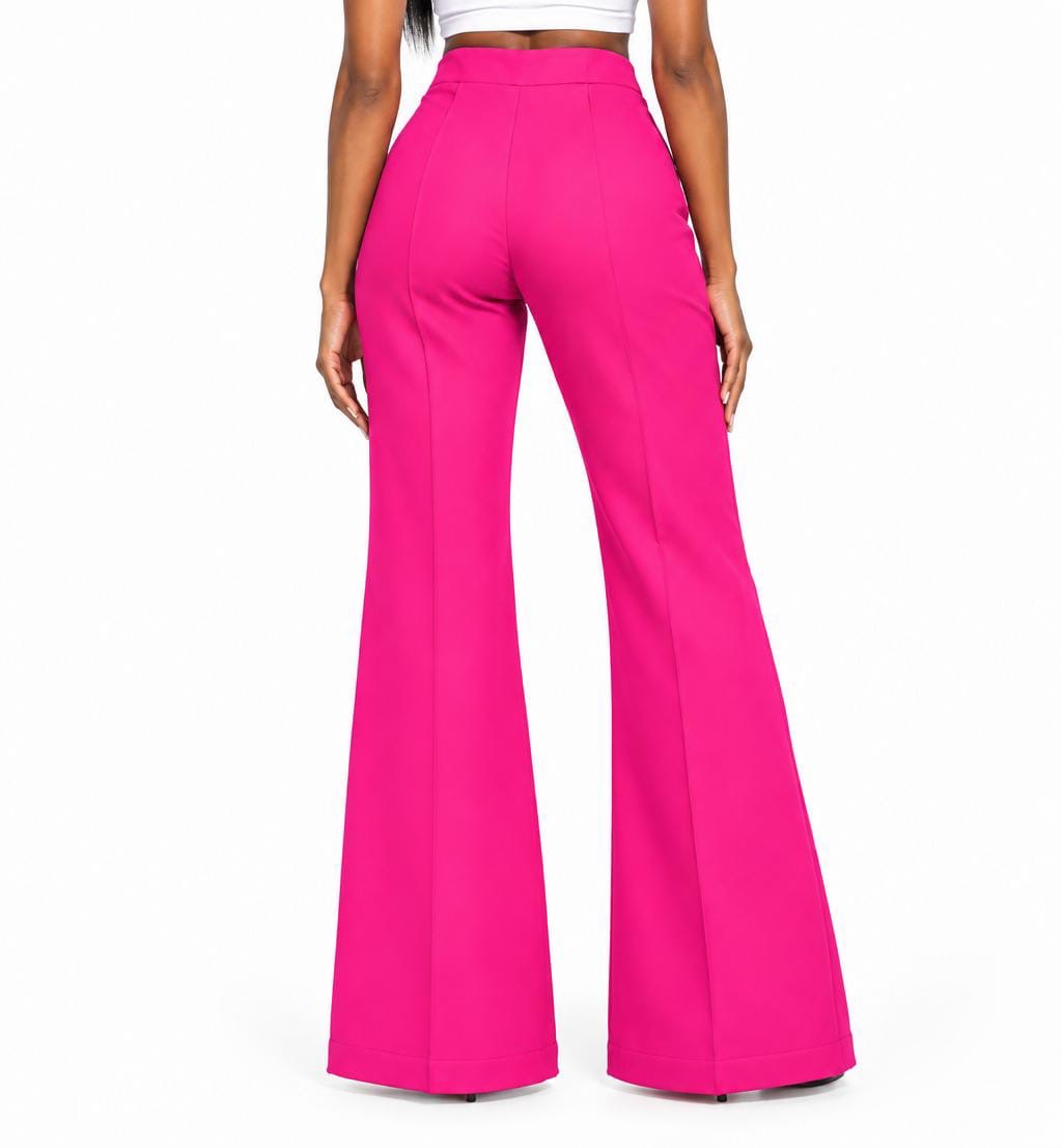 Hot Pink Aubrey High-Waisted Flare Pants