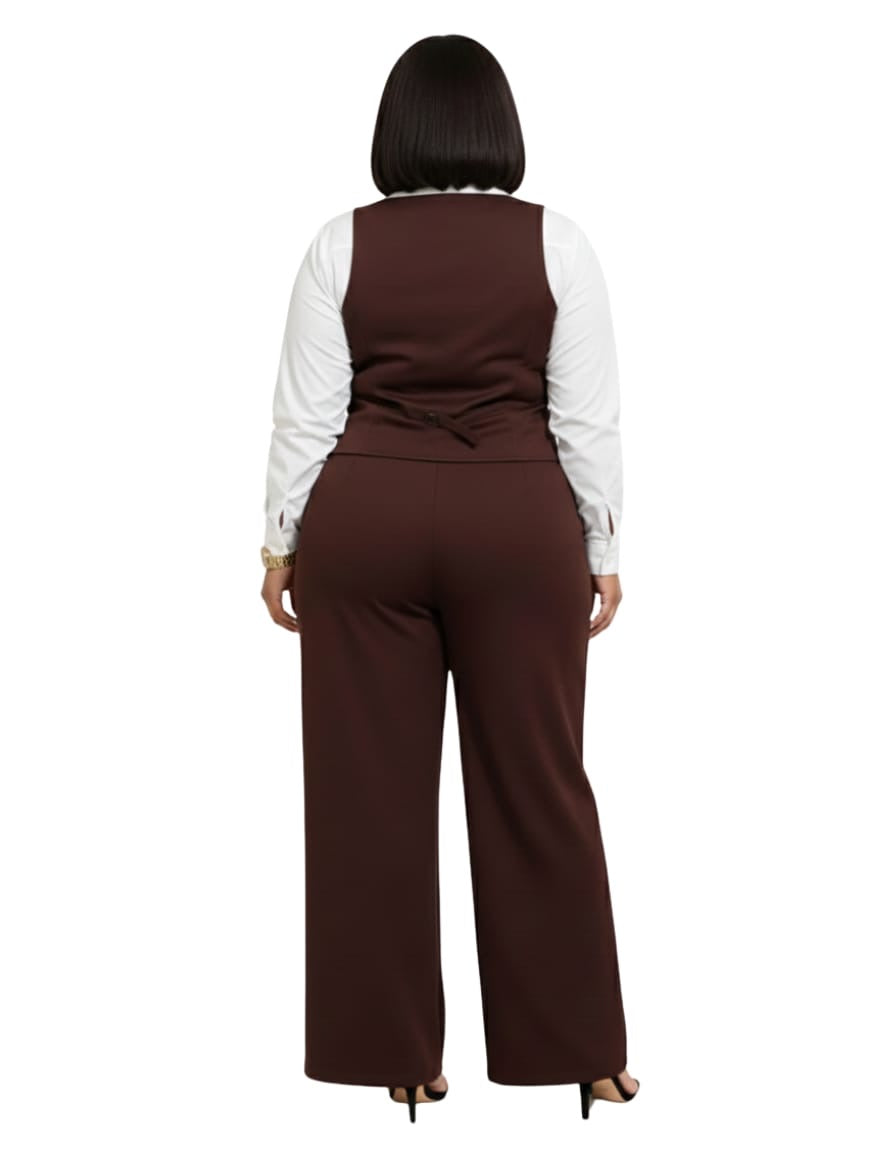 Taylor Rust Brown Plus Size Vest &amp; Pant Set