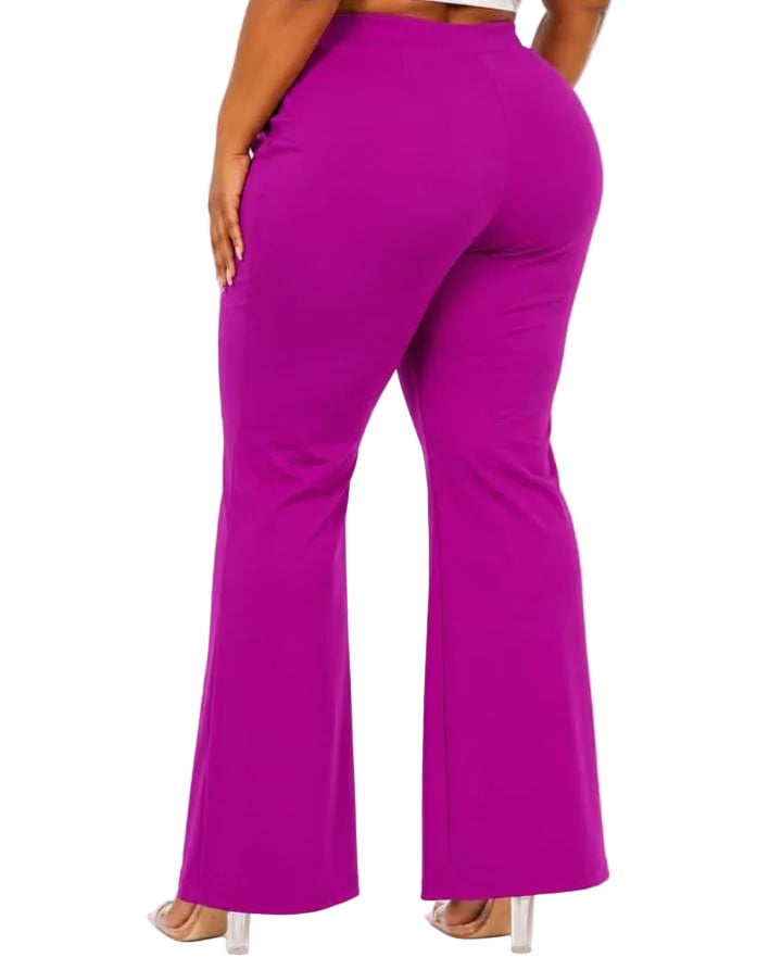 Magenta Ava Plus Size High-Waist Flare Pants