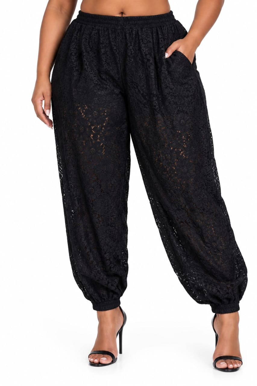 Black Willow Lace Harem Pants