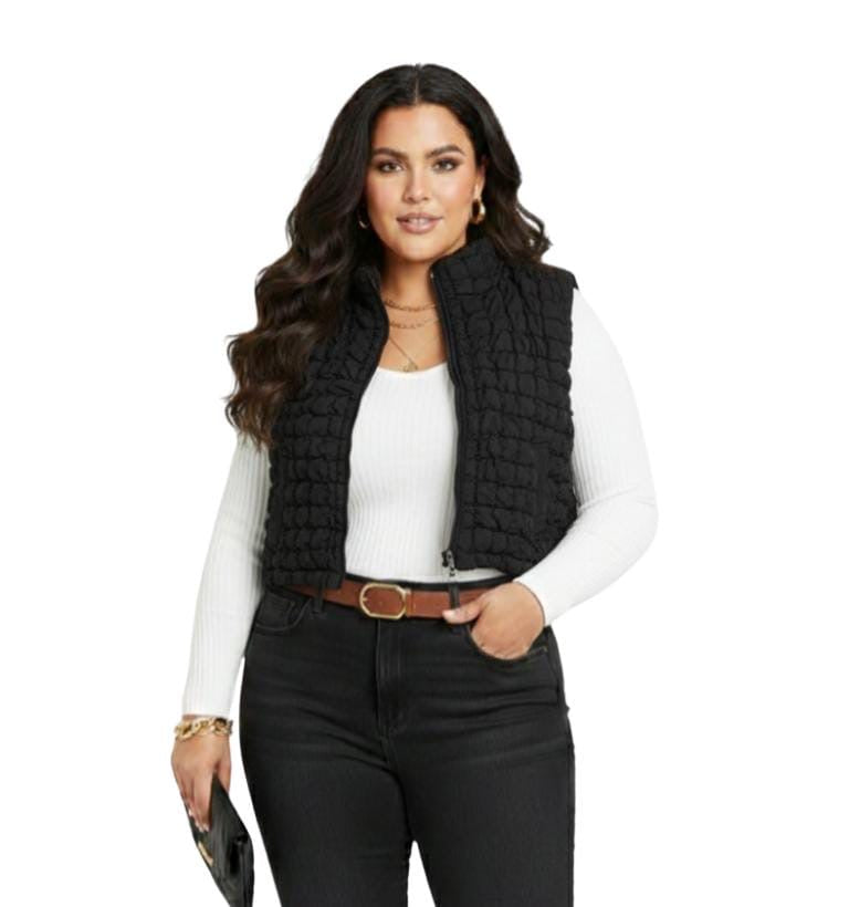 Ashley Black Plus Size Puffer Vest