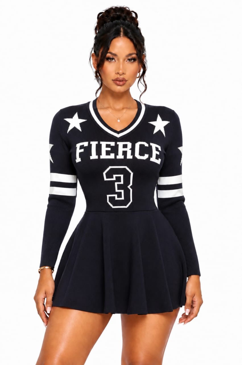 Black Nora Fierce Varsity Mini Dress