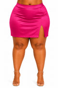 Pink Khloe Plus Size Side-Slit Mini Skirt