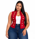 Red Nina Military Button Vest