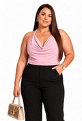 Pink Ivy Plus Size Cowl Halter Top