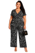 Black Harlow Plus Size Floral Wide-Leg Jumpsuit
