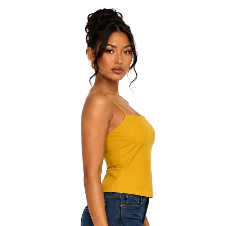 Mustard Parker Square Neck Crop Top