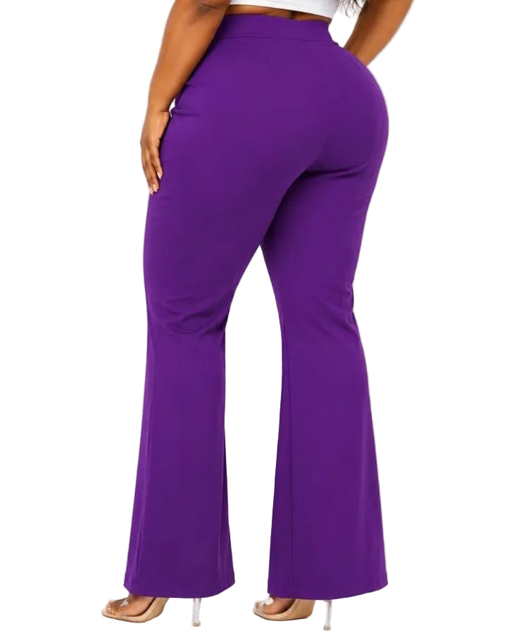 Purple Ava Plus Size High-Waist Flare Pants