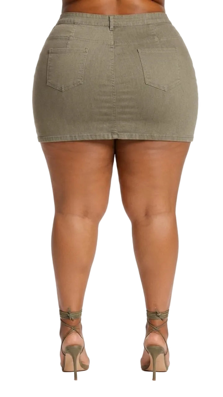Olive Nola Plus Size Lace-Up Mini Skirt