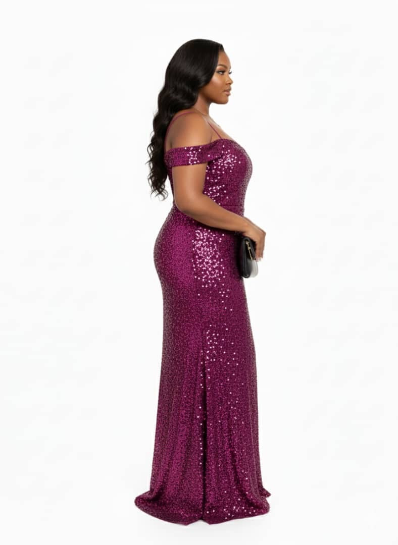 Plum Ava off-the-shoulder Sequin Plus Size Dress