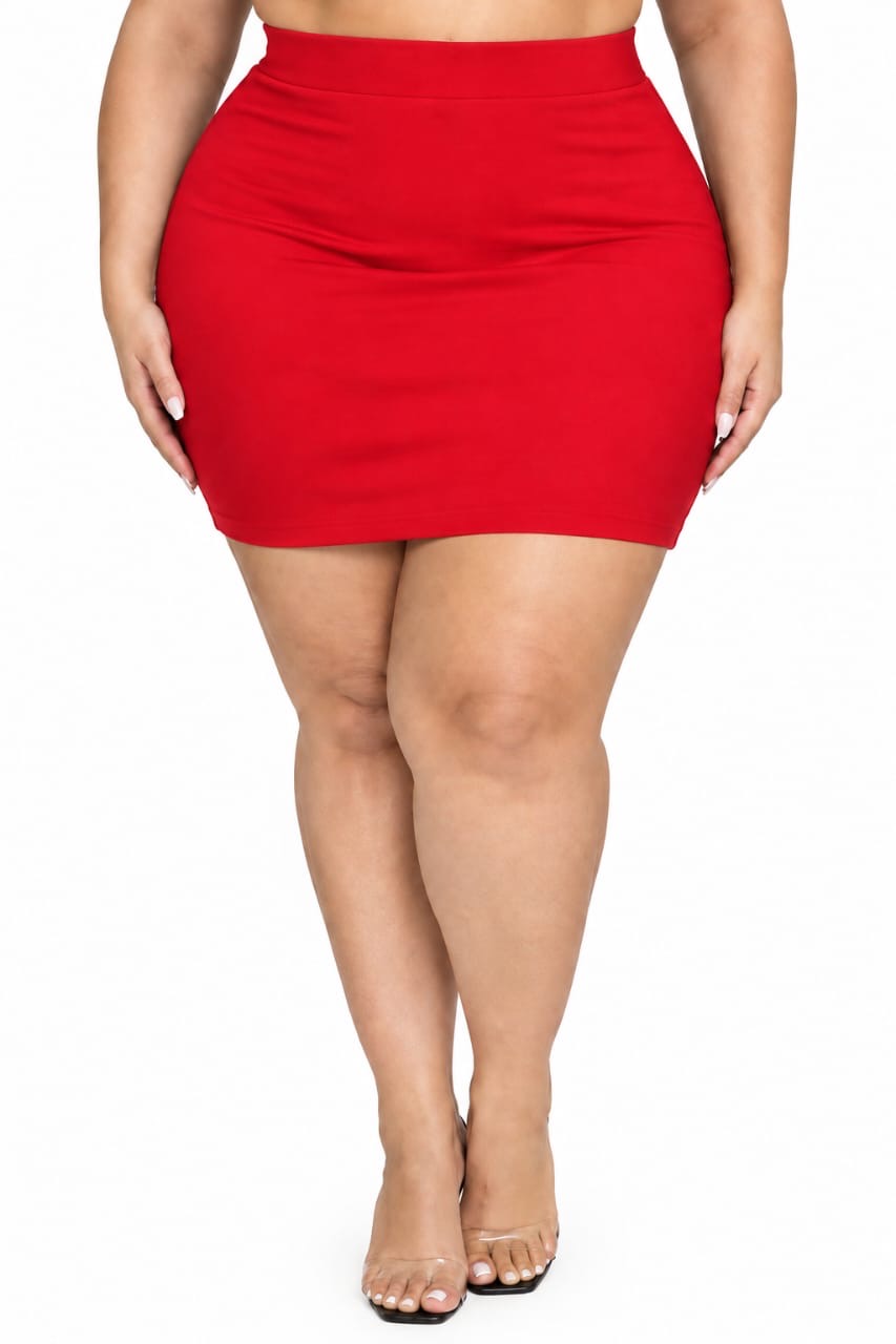 Red Millie Plus Size Mini Skirt