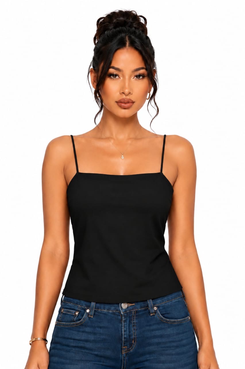 Black Parker Square Neck Crop Top