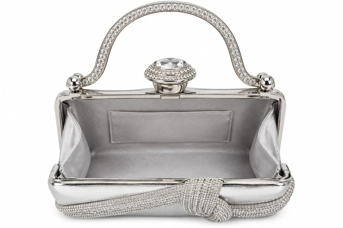 Silver Evangeline Rhinestone Clutch Bag Silver Evangeline Rhinestone Clutch Bag