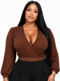 Mocha Ava Sheer Sparkle Long Sleeve Bodysuit