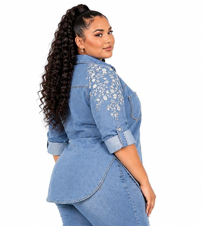 Blue Kate Embroidered Denim Shirt