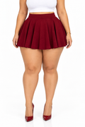 Burgundy Jade Plus Size Pleated Mini Skort